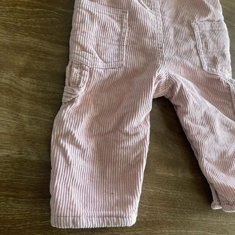 Vintage OshKosh B'gosh Overalls Girls 6M Pink Corduroy Cargo Snap Leg Baby